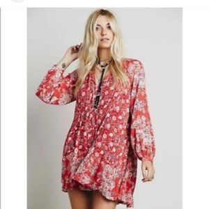 Free People Lucky Loosey Floral Long Sleeve tunic/dress